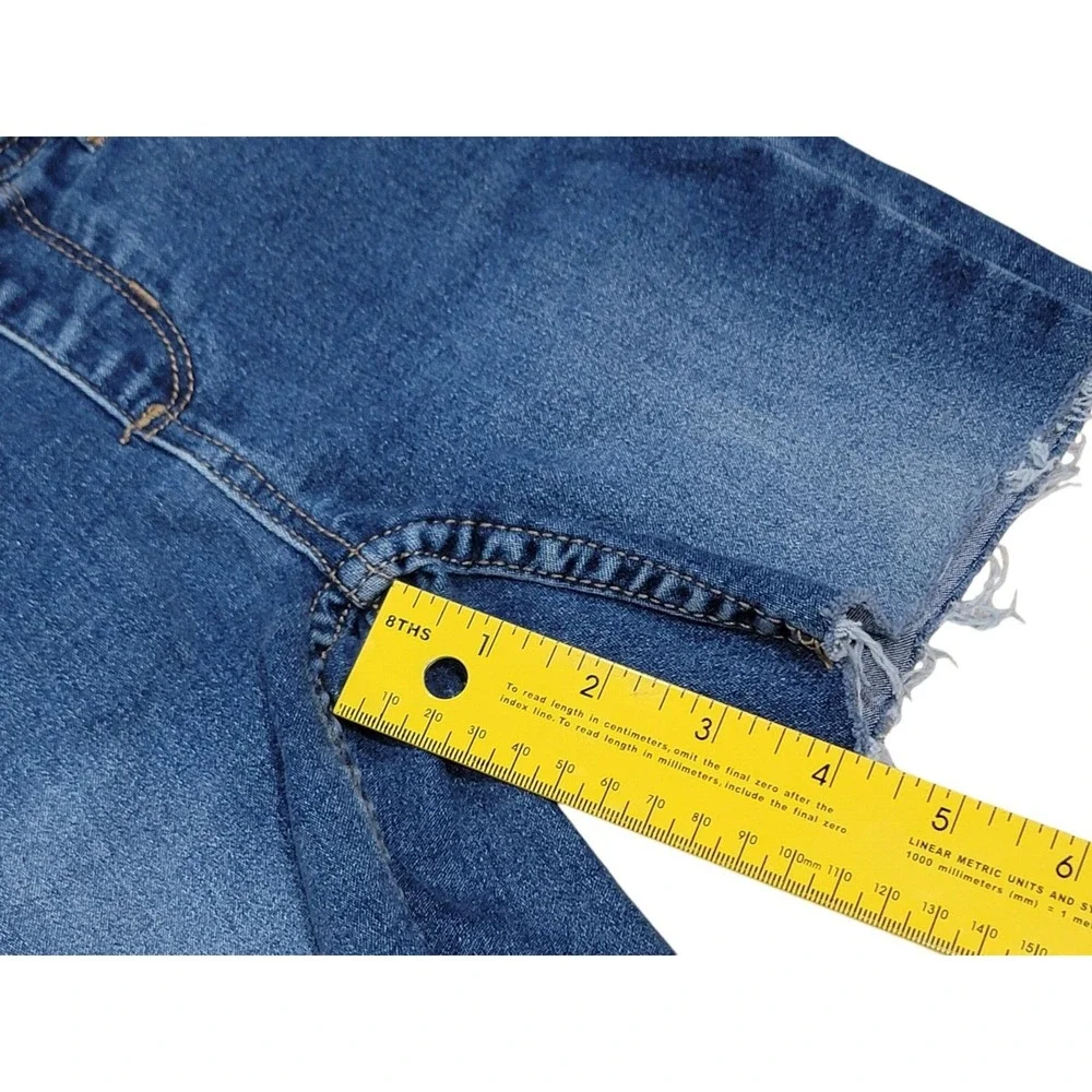 Jordache Girls 2T‎ Denim Bib Overalls Shorts Blue Jeans Rhinestone Buttons EUC